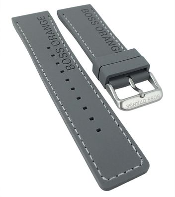 Hugo Boss 1513251 | Uhrenarmband 24mm aus Silikon, grau mit Naht 30236