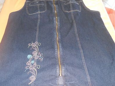 Bluse ohne Arm -Jeansstoff mit Stickerei- Größe 48