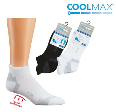 3-15 Paar Sport Sneaker Socken mit Coolmax® Damen Herren mit spezial Polstern