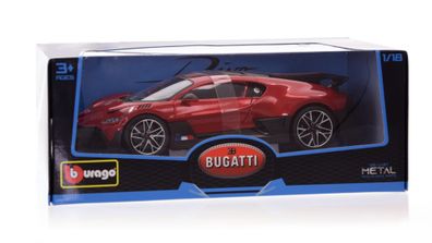 Bburago Bugatti DIVO (rot metallic, Maßstab 1:18) Modellauto Rennwagen Auto