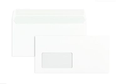 100 Briefumschläge Weiß 110x220 mm (DIN Lang) mit Haftklebung