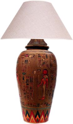 Lampe Ägypten Mythologie Tischlampe Leuchte Licht Hand bemalt Kunst Design
