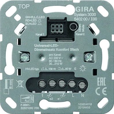 Gira S3000 Serien Tast Uni-LED-Dimmeinsatz Komfort Einsatz 540200