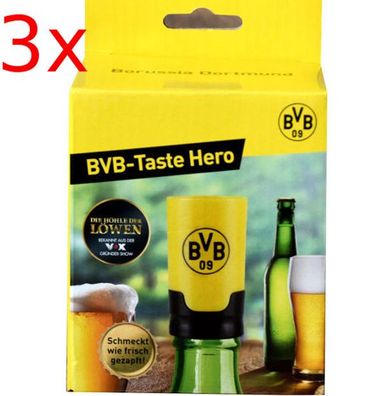3x BVB Bier Aufbereiter passend für Glas- PET-Flaschen Borussia Taste Hero NEU