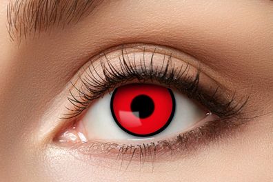 Red Manson Kontaktlinse mit Sehstärke . Durchmesser 14,5 mm. Jahreslinse. Farbe rot