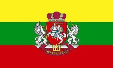 Fahne Flagge Litauen mit Wappen Premiumqualität