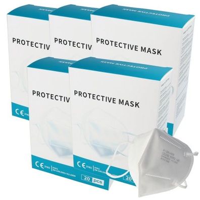 100 Stück Premium FFP2 Maske latexfrei 7-Lagig ohne Ventil, Großpackung, zertifi