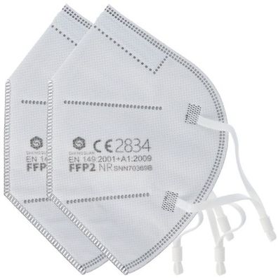 2 Stück FFP2 Maske 5-Lagig ohne Ventil, zertifiziert nach DIN EN149:2001 + A1:2009