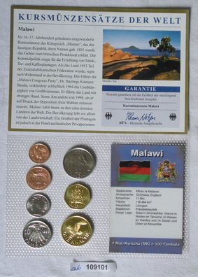 Kursmünzsatz Malawi 7 Münzen 1Tambale bis 1 Kwacha in TOP Erhaltung im Blister