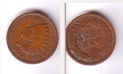 1 Cent Kupfer Münze USA 1902 Indianerkopf (107733)