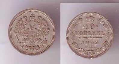 10 Kopeken Silber Münze Russland 1909 (100429)