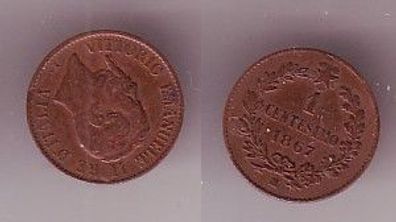 1 Centesimo Kupfer Münze Italien 1867 M (10109213)