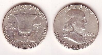 1/2 Dollar Silber Münze USA Benjamin Franklin, Freiheitsglocke 1963 (109070)
