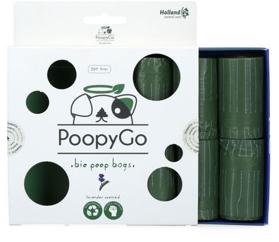 PoopyGo Eco Hundekotbeutel 8x15 Stück mit Lavendelduft (120 Beutel)