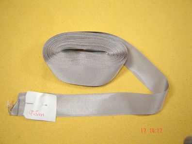 Ripsband Hutband seidig glänzend grau 2,6 cm breit 9,5 Meter Rest