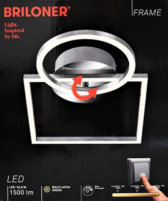 Briloner Leuchten - LED Deckenleuchte, Deckenlampe dimmbar, inkl. Memoryfunktion