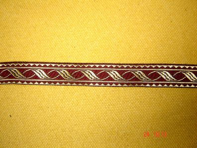 Brokatband Webband gemustert Bogen hochwertig weinrot gold 1,5 cm breit 2,3 Meter