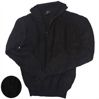 MFH Isländer Pullover langarm mit Reißverschluß, schwarz S, M, L, XL, XXL, XXXL