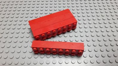 Lego 4 Basic Steine 2x8 hoch rot 3007 Legos haben Kratzer