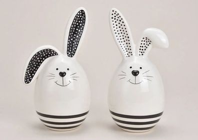 Hase aus Keramik groß weiß 2-fach sortiert Osterdeko Dekoration Ostern Geschenk