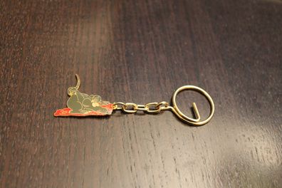 Schlüsselanhänger Uli Stein "Maus"; Vintage-Schlüssel-Anhänger, Metall