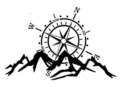 Kompass Berge Aufkleber, Silhouette Aufkleber (302/8/3)
