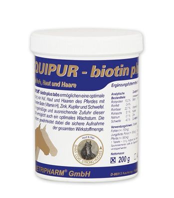 Vetripharm Equipur BIOTIN PLUS Tabs 200g Diät-Ergänzungsfuttermittel für Pferde