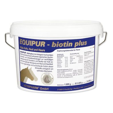 Vetripharm Equipur BIOTIN PLUS 3000g Diät-Ergänzungsfuttermittel für Pferde