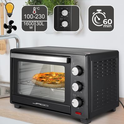 Jago® Minibackofen mit Umluft 30L 1600W Grill Rost Mini Ofen Toastofen Pizzaofen