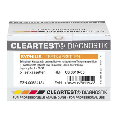 Cleartest® Syphilis, 5 Tests , Vollblut Serum und Plasma