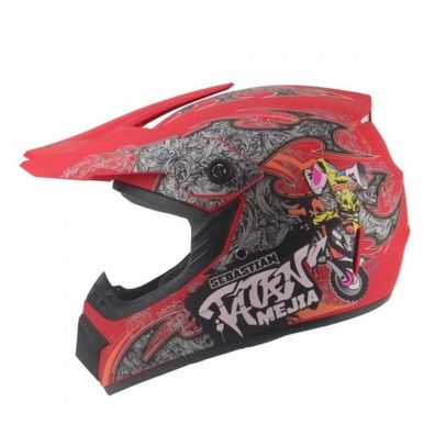 Mejia Crosshelm für Kinder mattrot Motocrosshelm Helm Kinderhelm Endurohelm