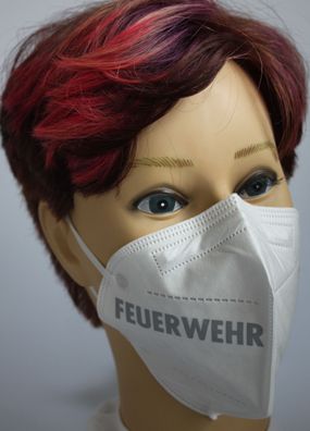1x FFP2 Maske Dt. Herstellung in Weiß mit Design - Feuerwehr rechts - 15900/5