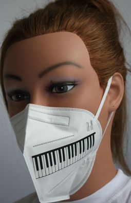 1x FFP2 Maske Deutsche Herstellung CE zertifiziert mit Aufdruck - Klaviertastatur