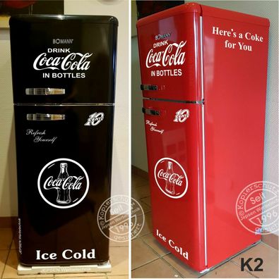 7 teiliges Aufkleber Set Coca Cola Kühlschrank 10 Cent K2