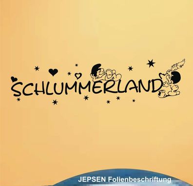 Schlummerland Wandtattoo 60x15cm S06 Sterne Schlümpfe Schlafzimmer Sprüche
