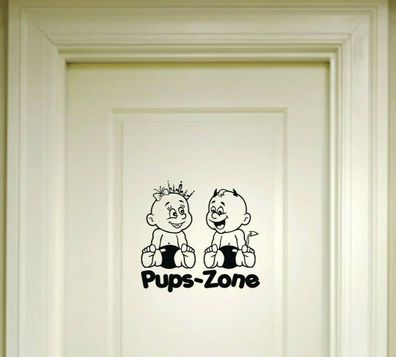 Pups Zone Aufkleber 20x21cm Pupszone P1 Wandtattoo für WC Bad Toilette Tür