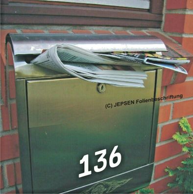 Hausnummern Aufkleber in 8cm hoch für Briefkasten Mülltonne Tür Haus Nr - V2