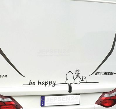 be happy Aufkleber Snoopy schlafend + Woodstock - 100x32cm S156