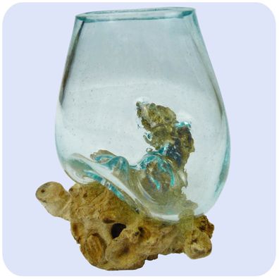 Wurzelholz Wurzel-Vase Deko-Glas Holz Geschenk Glas-Vase "klein"