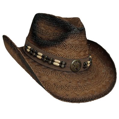Fox Outdoor Strohhut "Tennessee" Western Cowboyhut mit Hutband Einheitsgröße