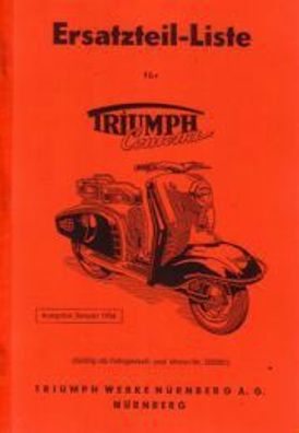Ersatzteilliste für Triumph Contessa Roller, Motorroller, Zweirad, Oldtimer