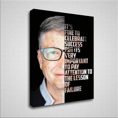 Motivations Wandbild | Zitate | Bill Gates | Home Office Leinwandbild |Deko Bild