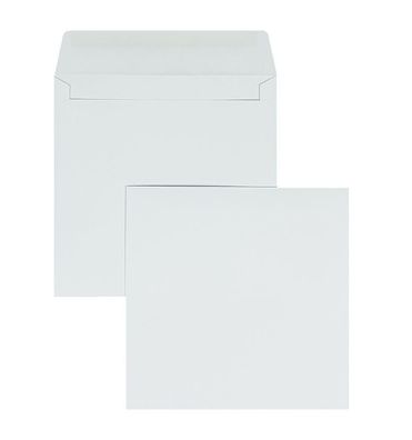 100 Briefumschläge Weiß 155x155 mm mit Nassklebung