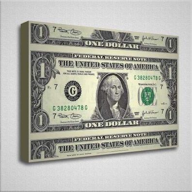 Dollar Wandbild | Leinwand Bild | Deko Bild | Home Office | 5 Größen | XXL Bild
