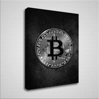 Bitcoin Wandbild | Leinwand | 5 Größen bis XXL | Home Office Bild | Büro Deko