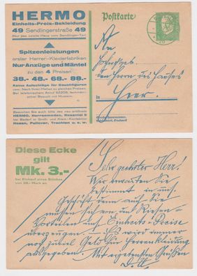 97002 DR Ganzsachen Postkarte Zudruck Hermo Einheits-Preis-Bekleidung München