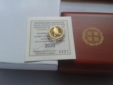 Original 100 euro 2020 PP Gold Griechenland Götterbote Hermes nur 1200 Stück geprägt