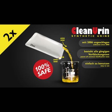 2x 25ml CleanU original Clean Urin im Beutel synthetischer fake Urin