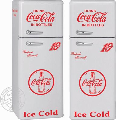 7 teiliges Aufkleber Set Coca Cola 10 Cent K2 Rot für Kühlschrank Bomann Amica