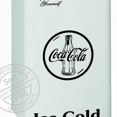 Aufkleber Coca Cola Bottle Tablettdesign 30cm für Tür Kühlschrank